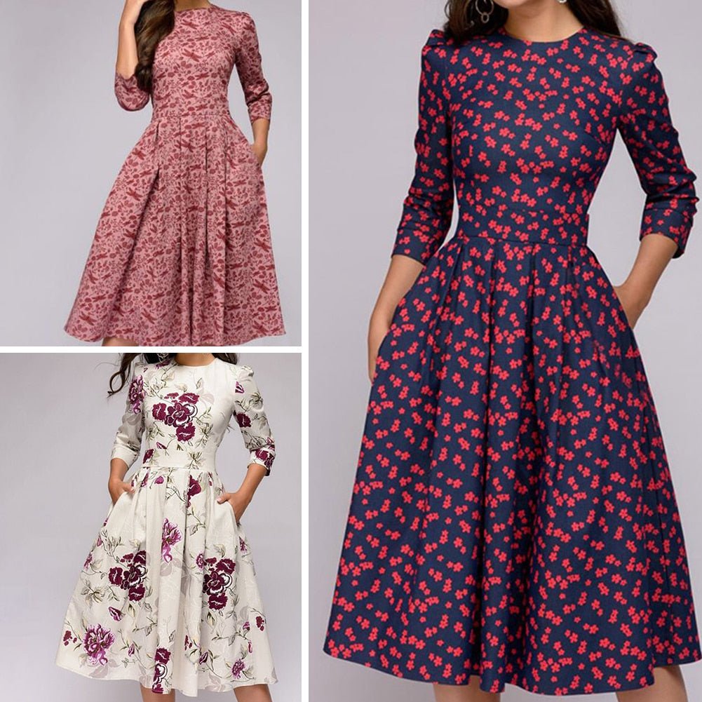 GR - Retrozo edles, mittellanges Kleid