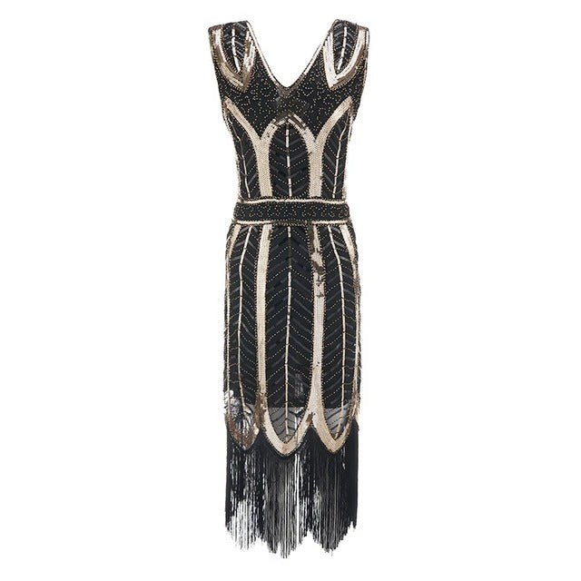 GR | 1920s Gatsby Dress Black Gold