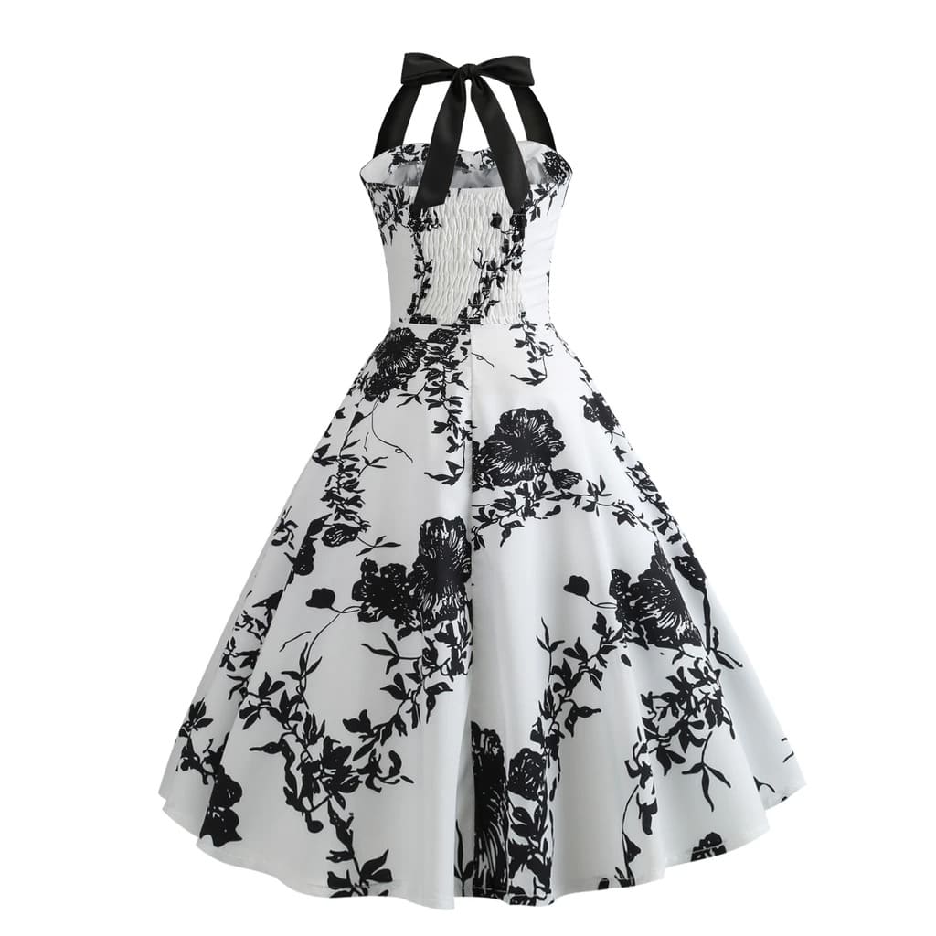 GR | Vintage Kleid Pin-Up Schwarze Blumen