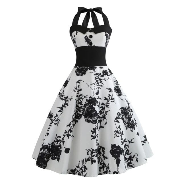 GR | Vintage Kleid Pin-Up Schwarze Blumen