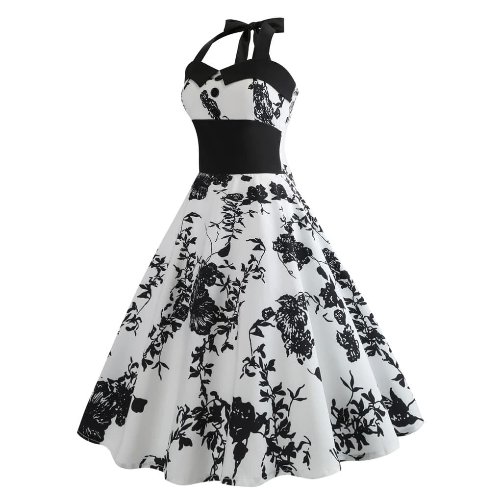 GR | Vintage Kleid Pin-Up Schwarze Blumen