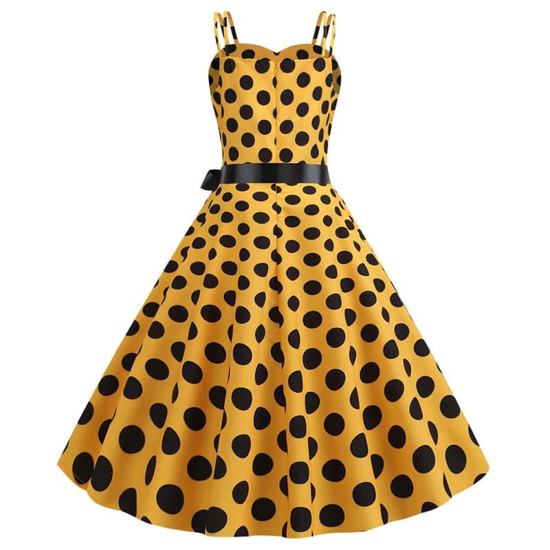GR | Vintage Rockabilly Dress Yellow Polka Dot
