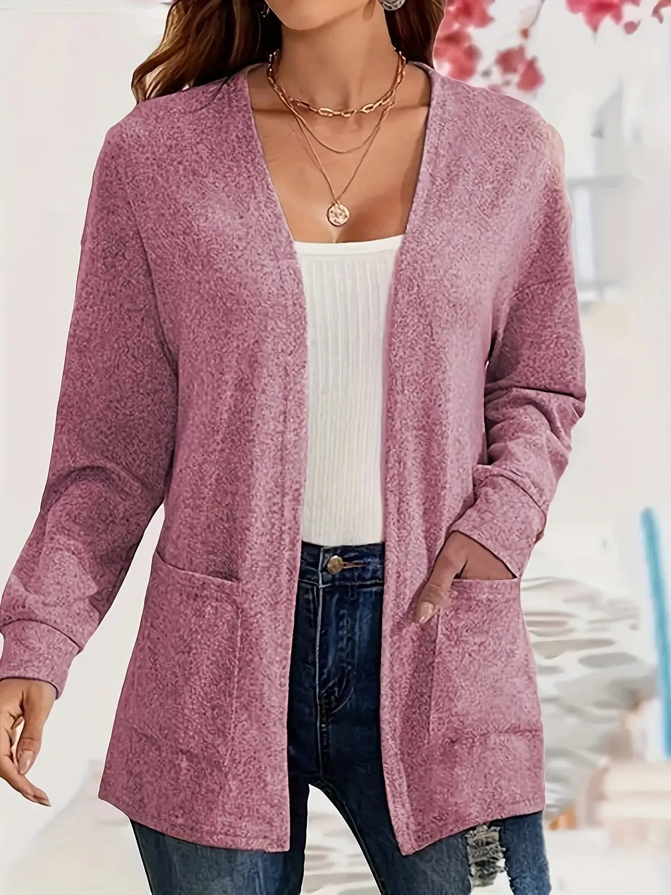 GR | Stilvolle Strickjacke mit Offener Front & Taschen