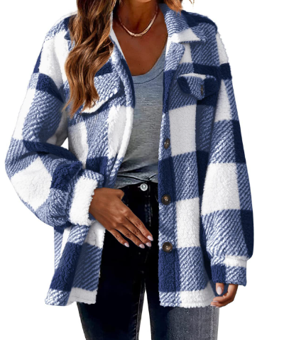 GR | Warm women's jacket with check pattern