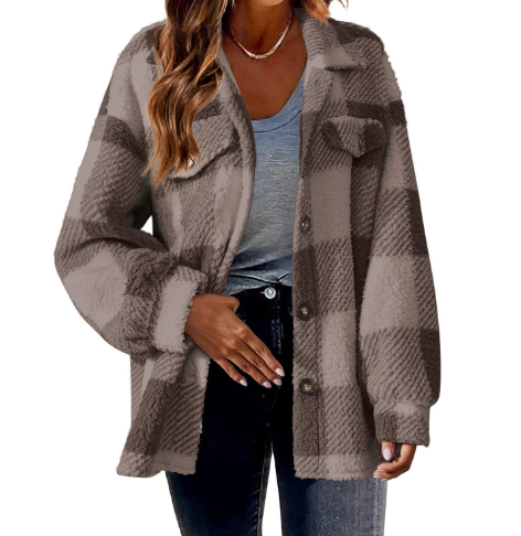 GR | Warm women's jacket with check pattern