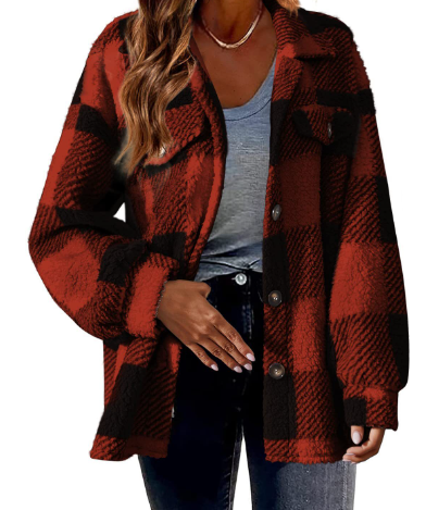 GR | Warm women's jacket with check pattern