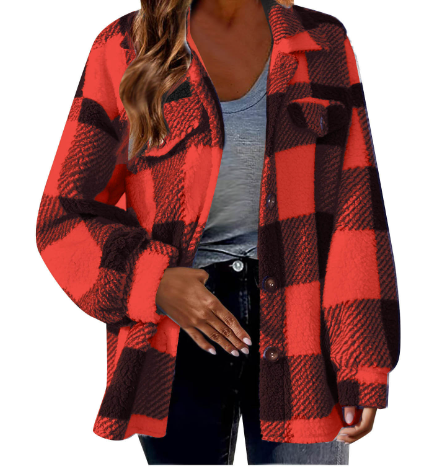 GR | Warm women's jacket with check pattern