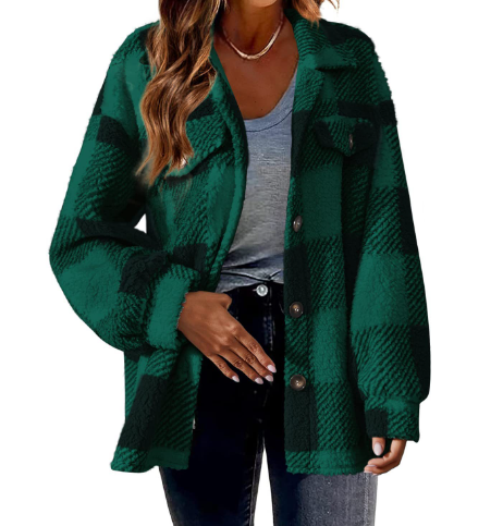 GR | Warm women's jacket with check pattern