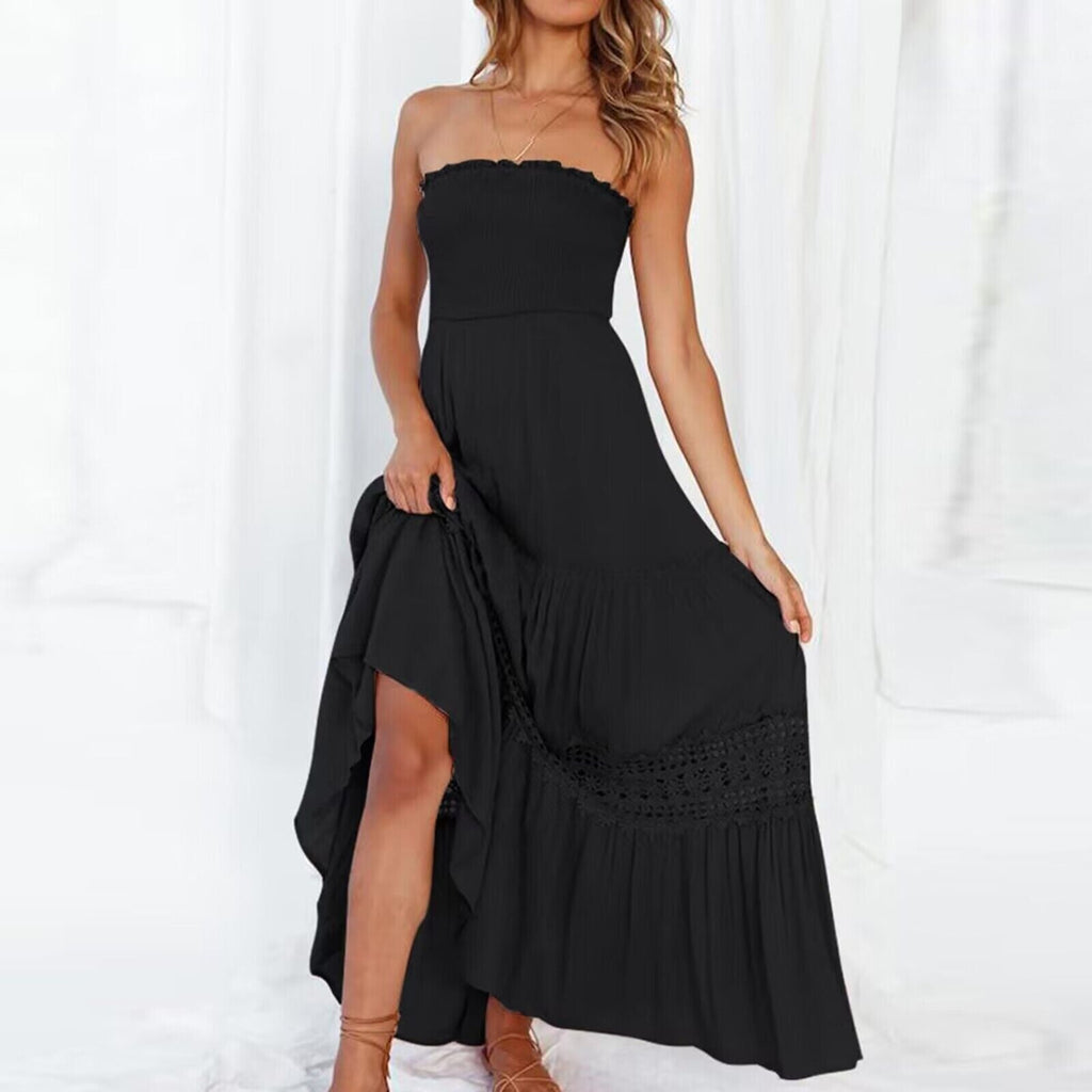 GR | Summery off-the-shoulder dress with lace detailing