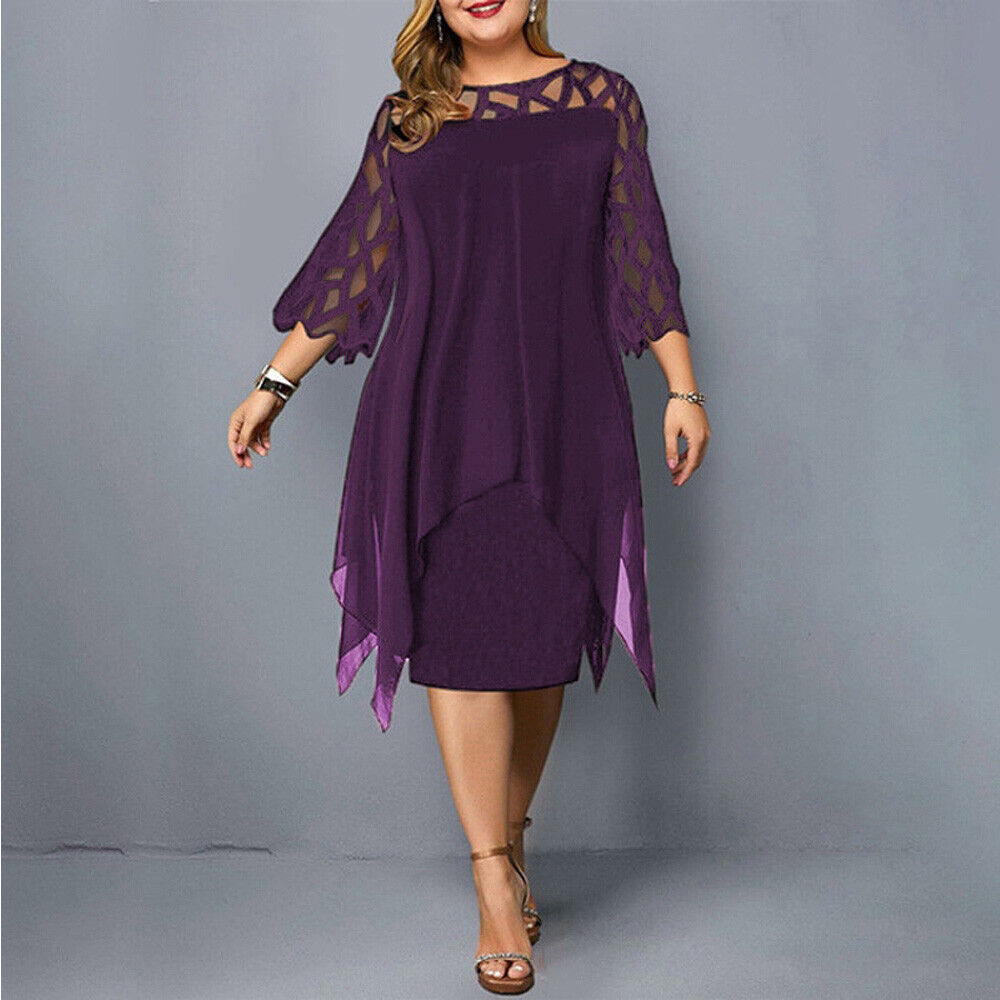 GR | Elegantes Plus Size Midi Kleid Für Frauen