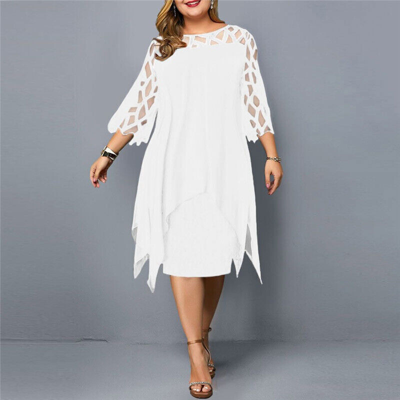 GR | Elegantes Midi-Kleid mit Transparenten Ärmeln für Damen