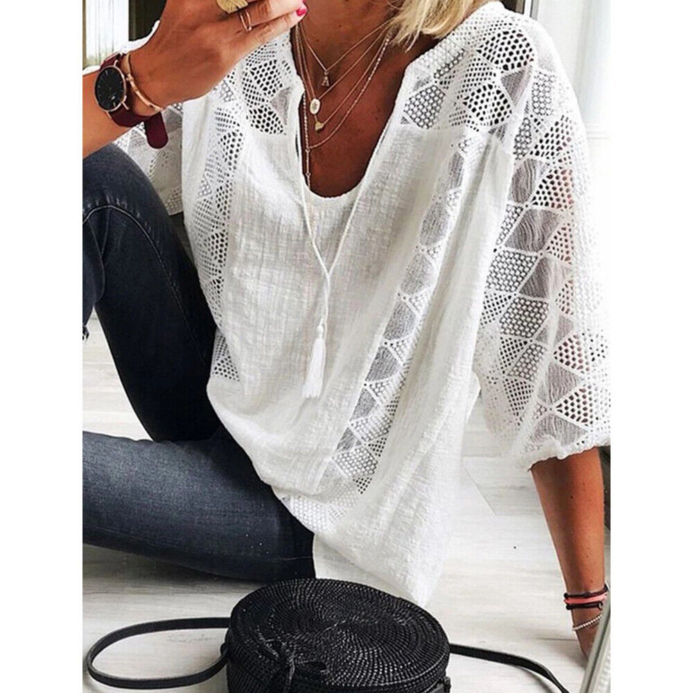 GR | Plus Size Tunic Shirt with 3/4 Sleeves for Women