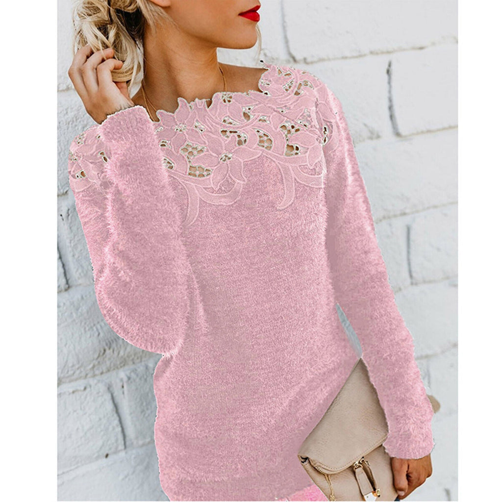 GR | Pullover mit Spitzenrand für Damen