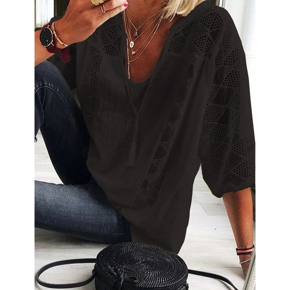 GR | Plus Size Tunic Shirt with 3/4 Sleeves for Women
