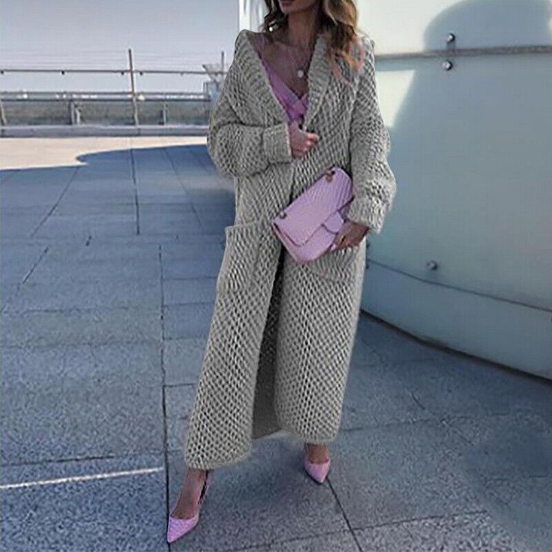 GR - Frauen Langer Cardigan Pullover