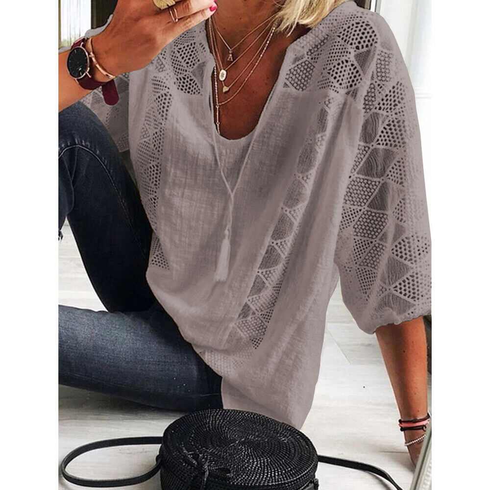 GR | Plus Size Tunic Shirt with 3/4 Sleeves for Women