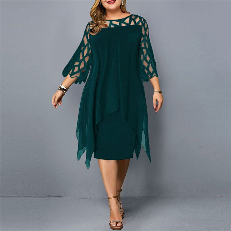 GR | Elegantes Plus Size Midi Kleid Für Frauen