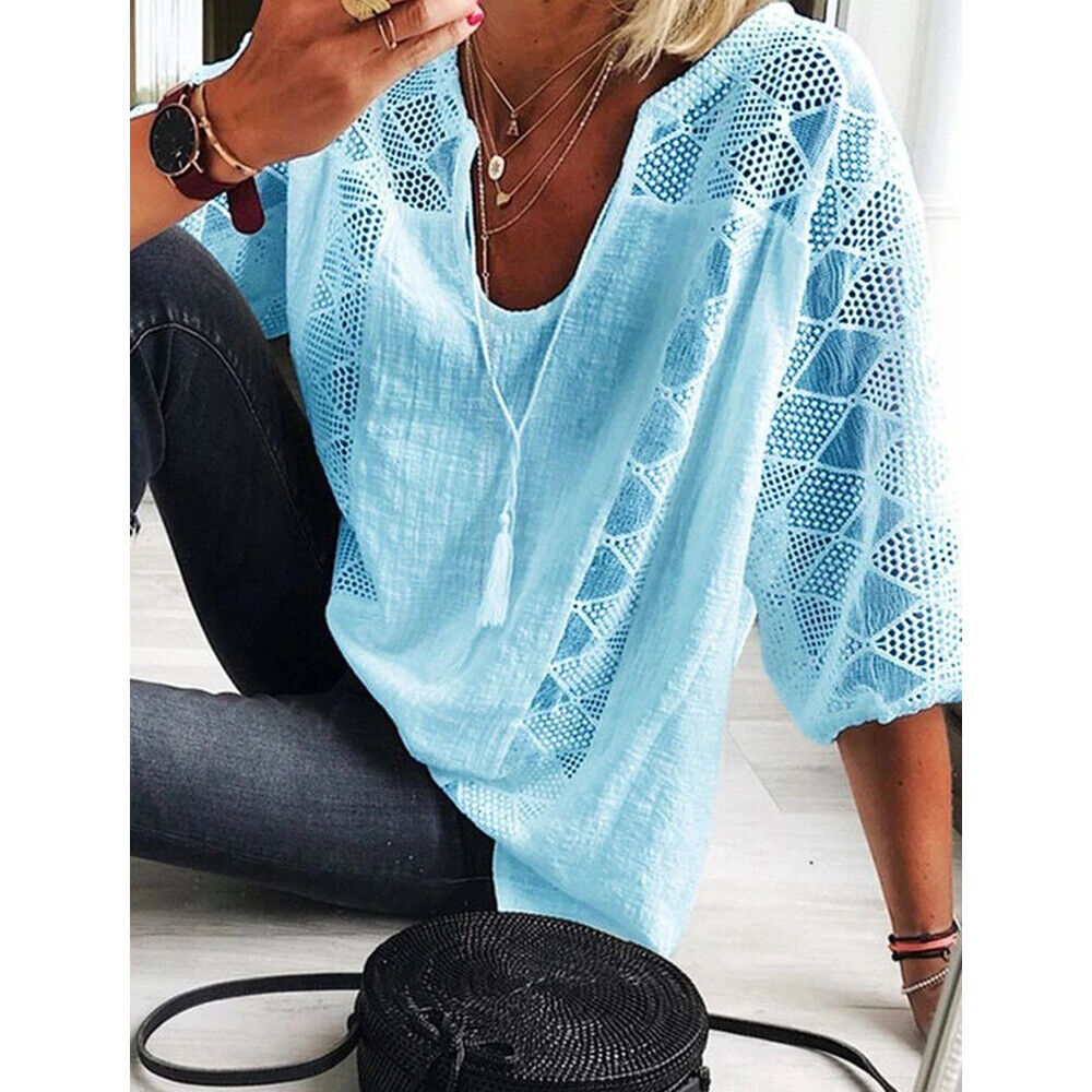 GR | Plus Size Tunic Shirt with 3/4 Sleeves for Women