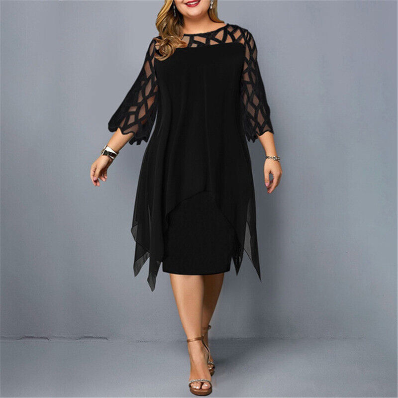 GR | Elegantes Plus Size Midi Kleid Für Frauen