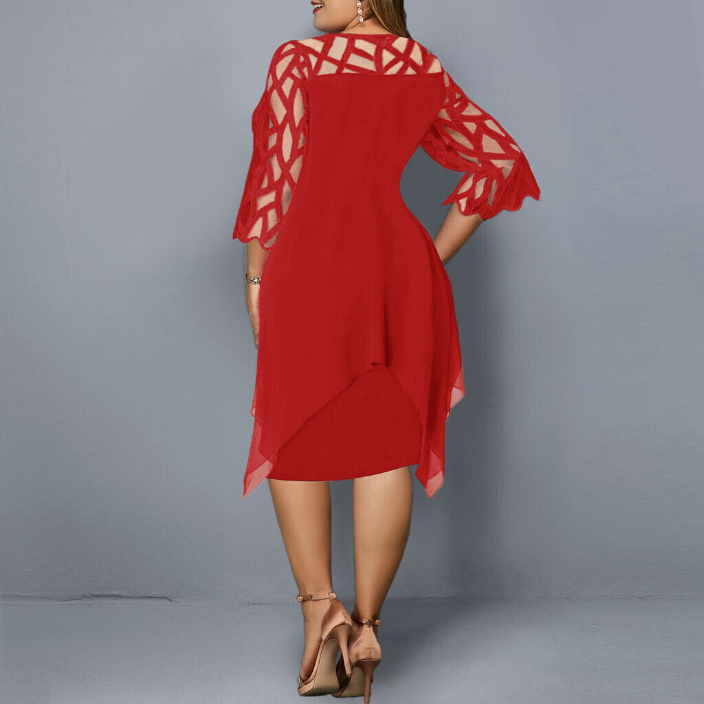 GR | Elegantes Plus Size Midi Kleid Für Frauen