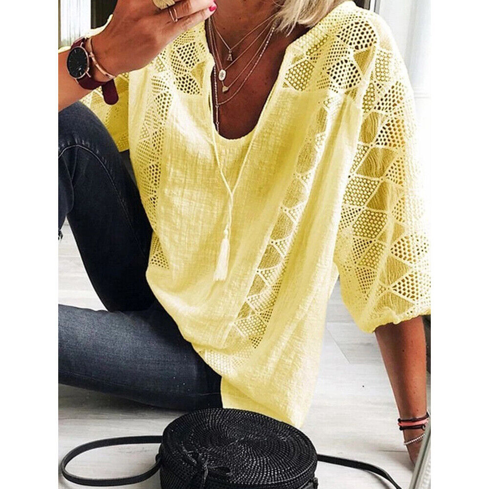 GR | Plus Size Tunic Shirt with 3/4 Sleeves for Women