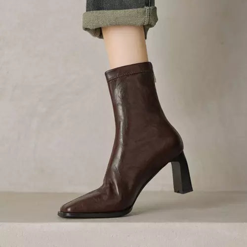 GR | Women's ankle boots with square toe - high heels, comfortable and durable