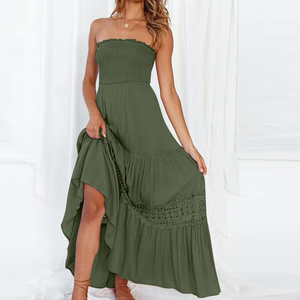 GR | Summery off-the-shoulder dress with lace detailing