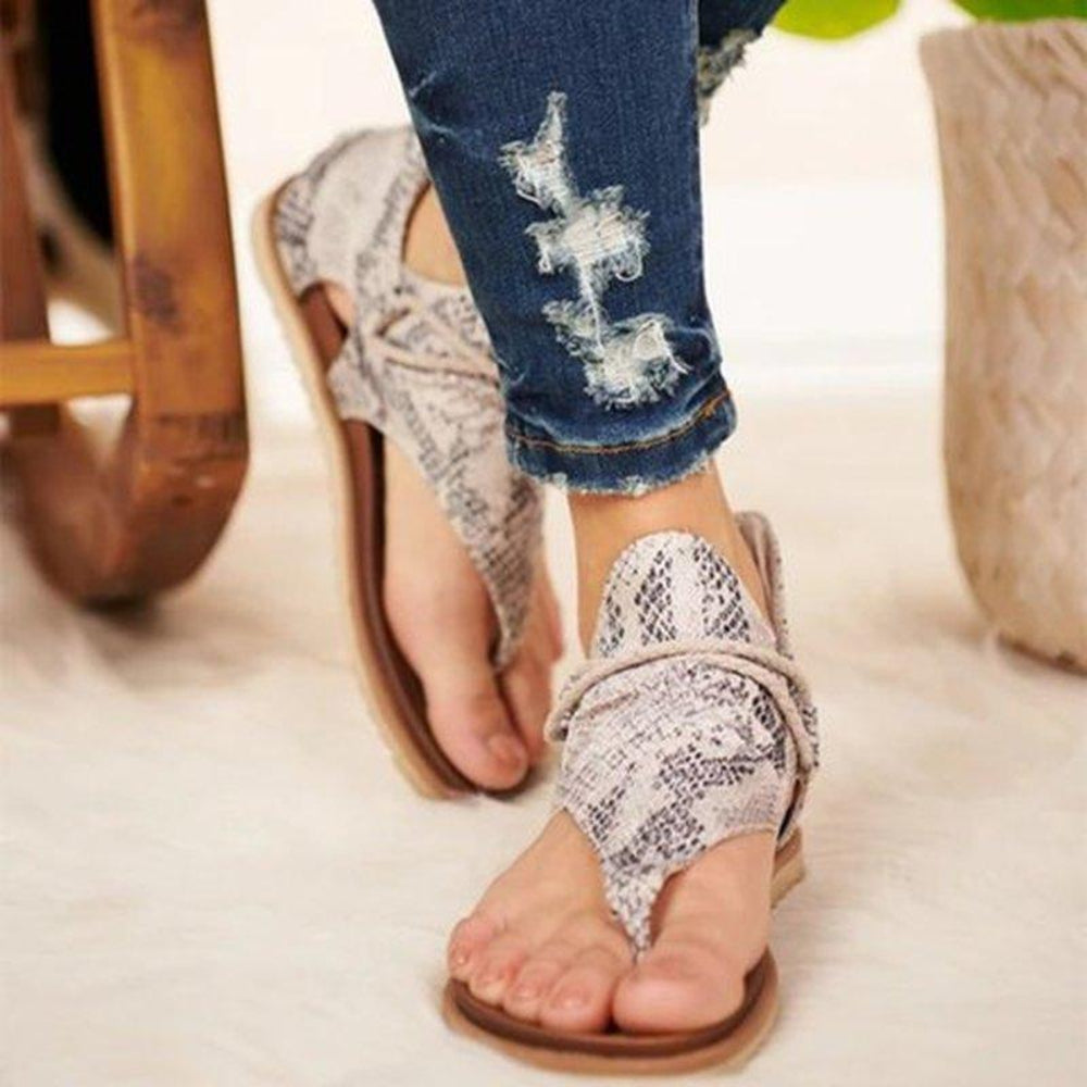 GR | Sandals Flat Sole Bohemia Leopard Snake Zebra
