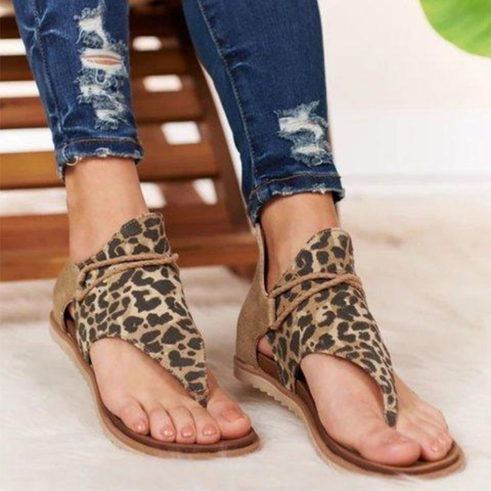 GR | Sandals Flat Sole Bohemia Leopard Snake Zebra