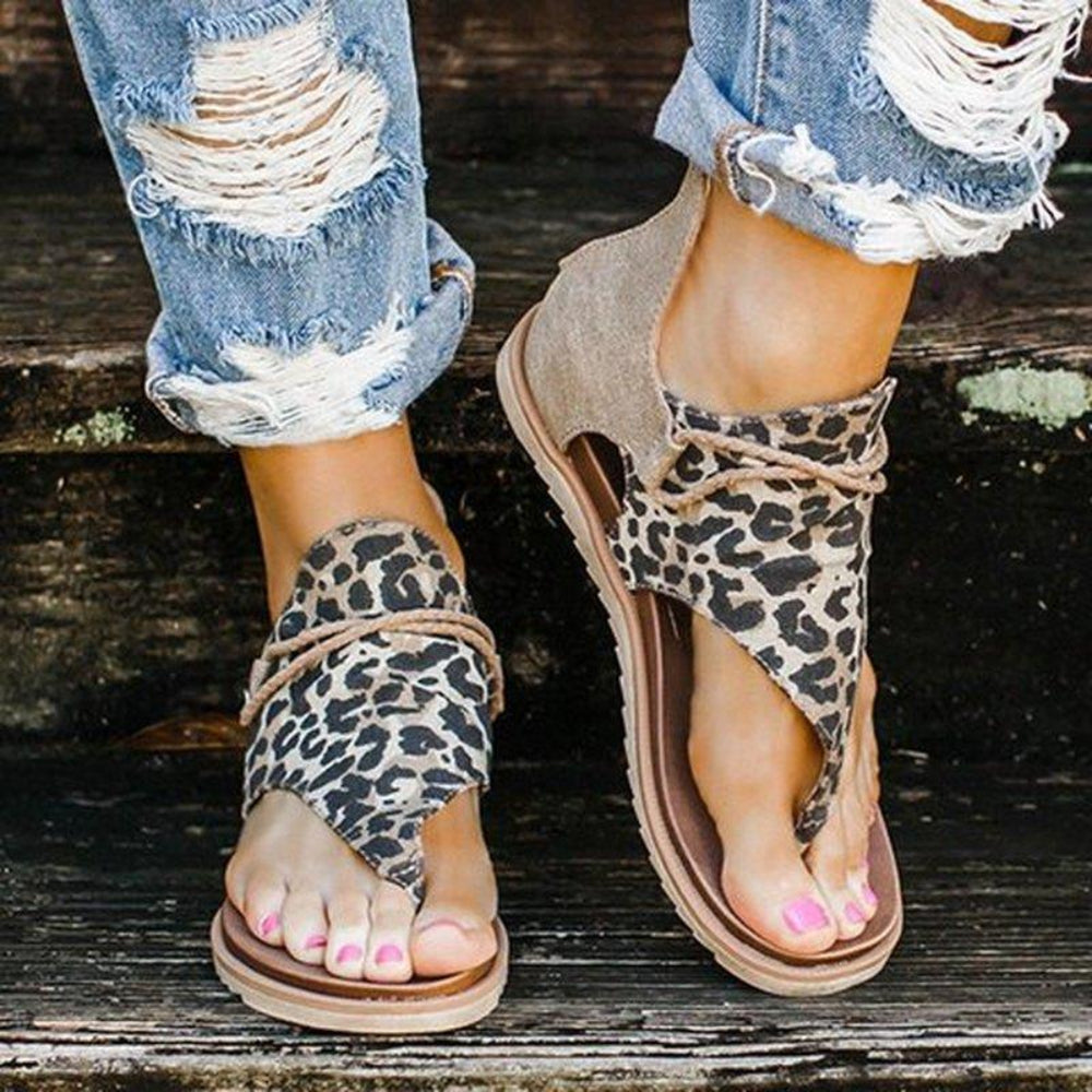 GR | Sandals Flat Sole Bohemia Leopard Snake Zebra