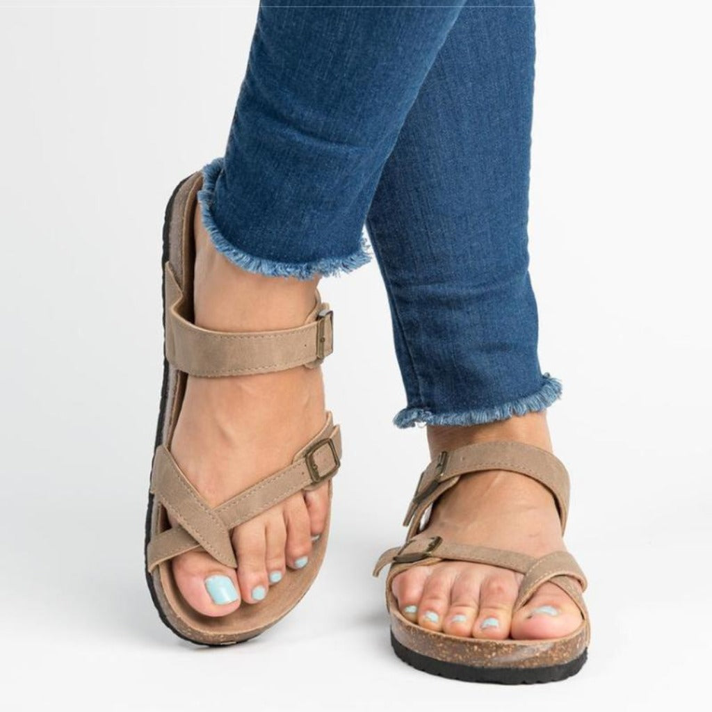 GR | Sandals Rome Style Flip Flops Oversized Flat Heel Low Heels