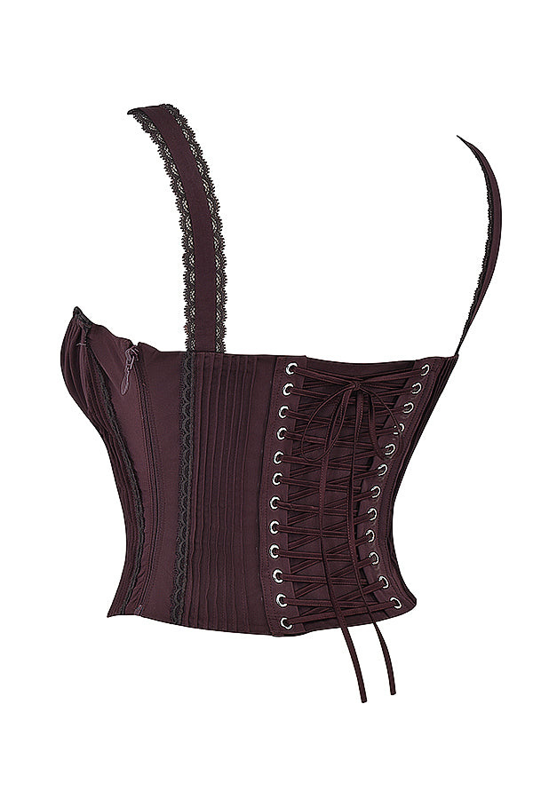 GR | Rich Brown Lace Corset On The Back