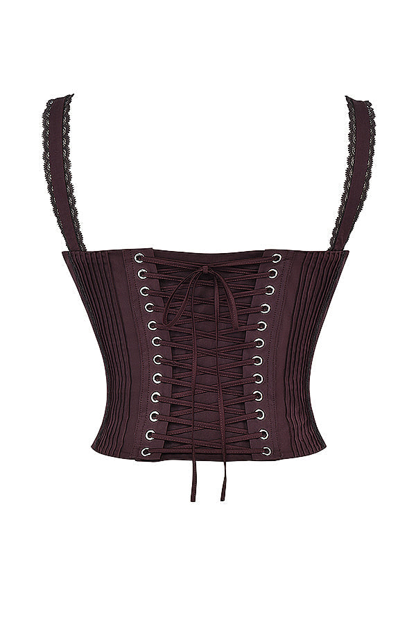 GR | Rich Brown Lace Corset On The Back