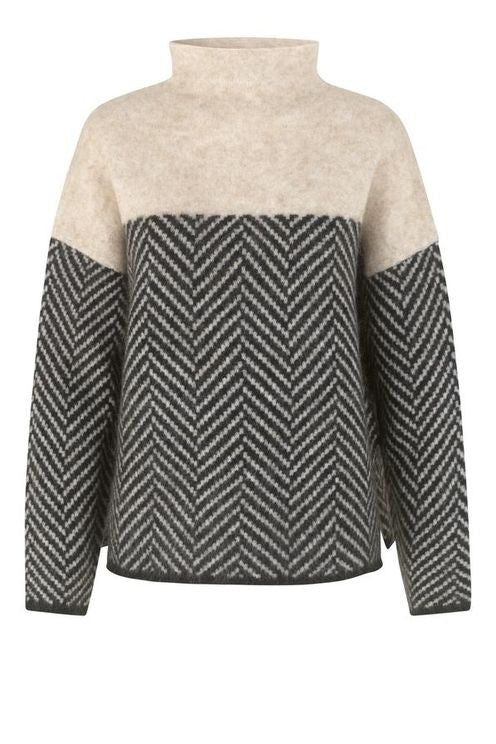 GR | Damen Rollkragenpullover mit Zweifarbdesign