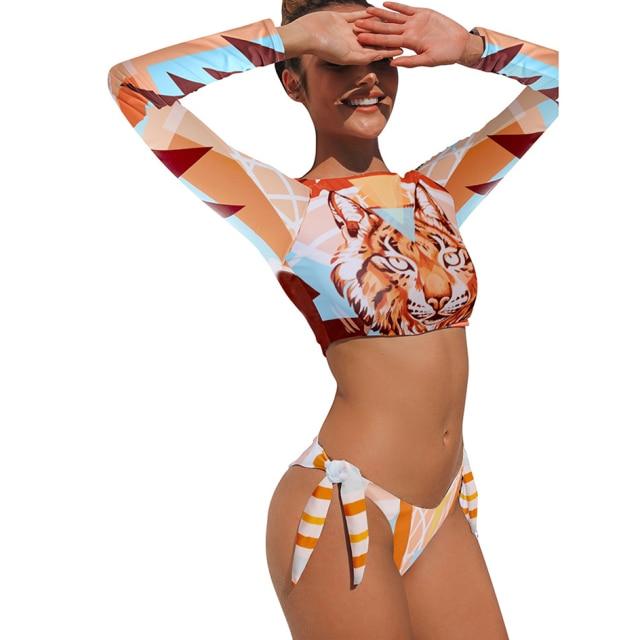 GR | Sexy Long Sleeve Bikini Swimsuit Swimwear Bikini Set Beachwear Swimming