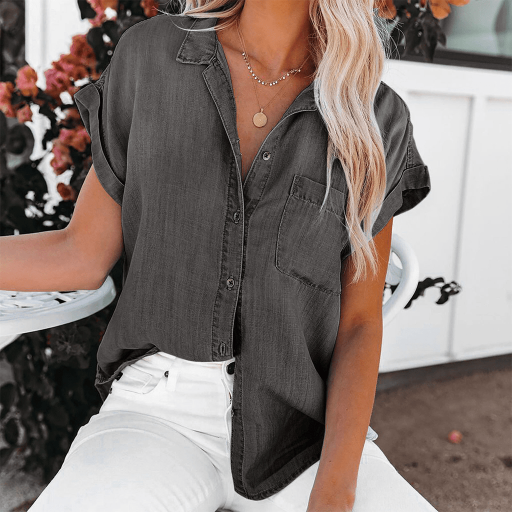 GR | Women's Stylish Denim Blouse Top - Casual and Modern Look