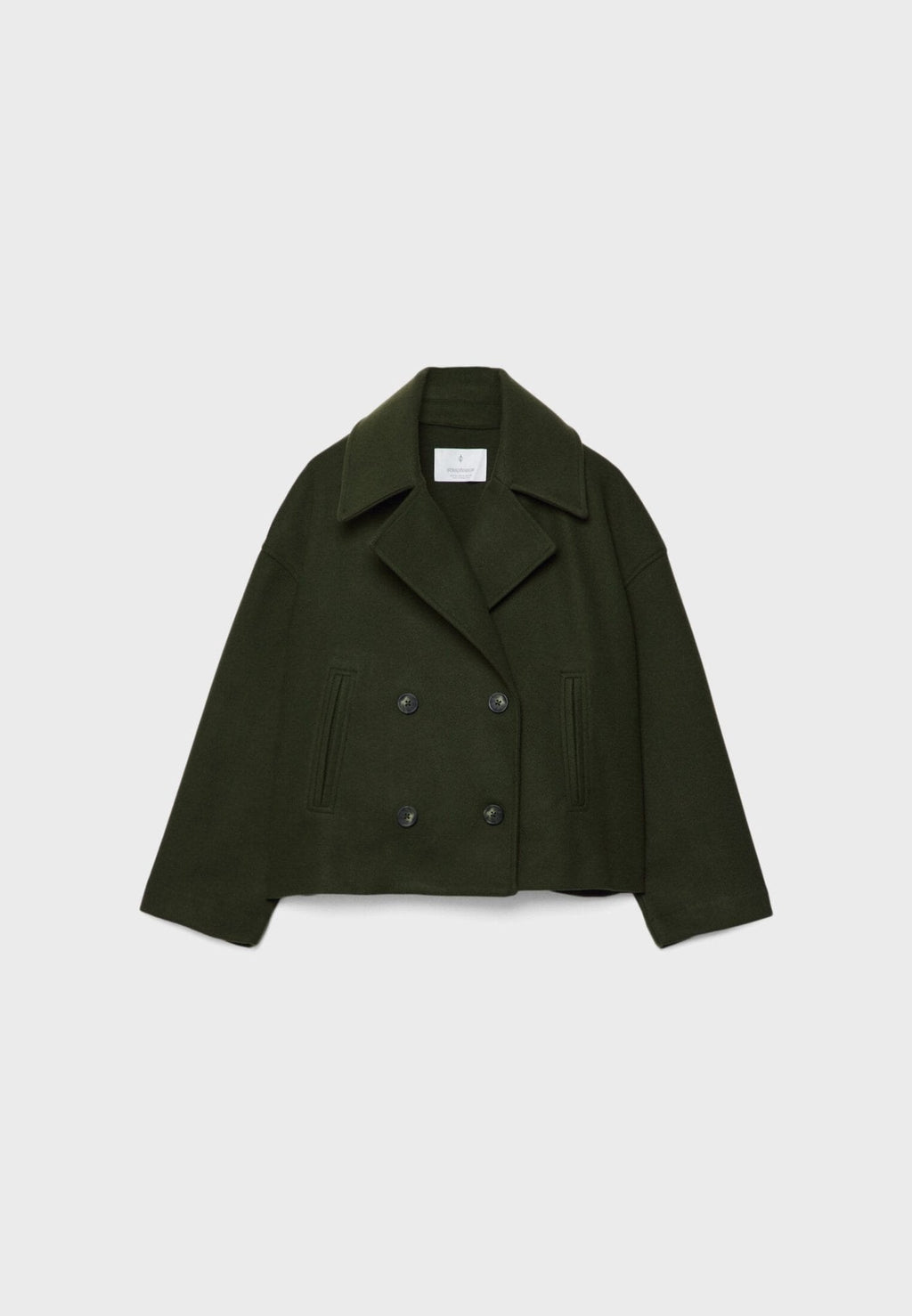 GR | Short double-breasted women's jacket in a wool blend with a notched lapel 