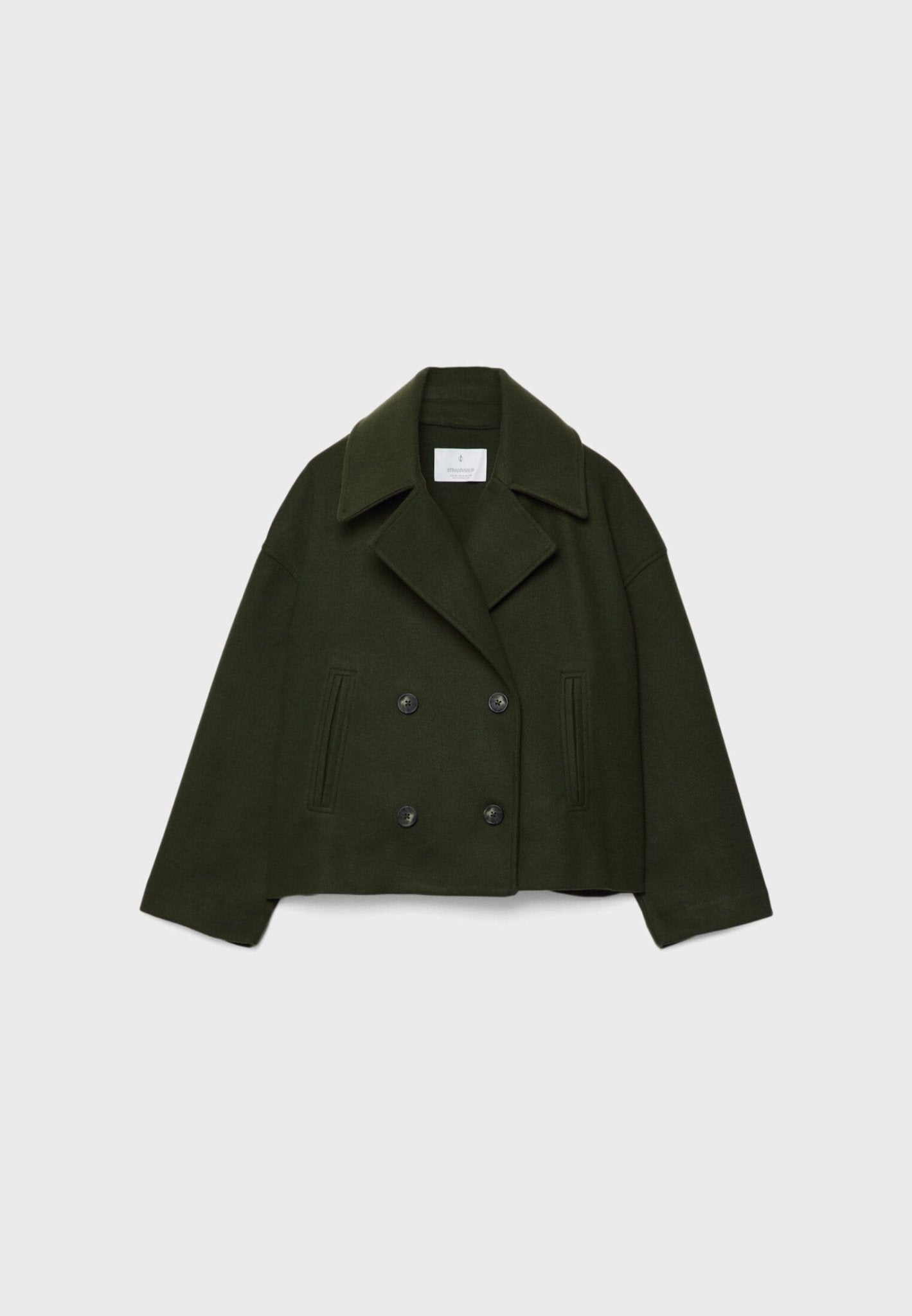 GR | Short double-breasted women's jacket in a wool blend with a notched lapel 