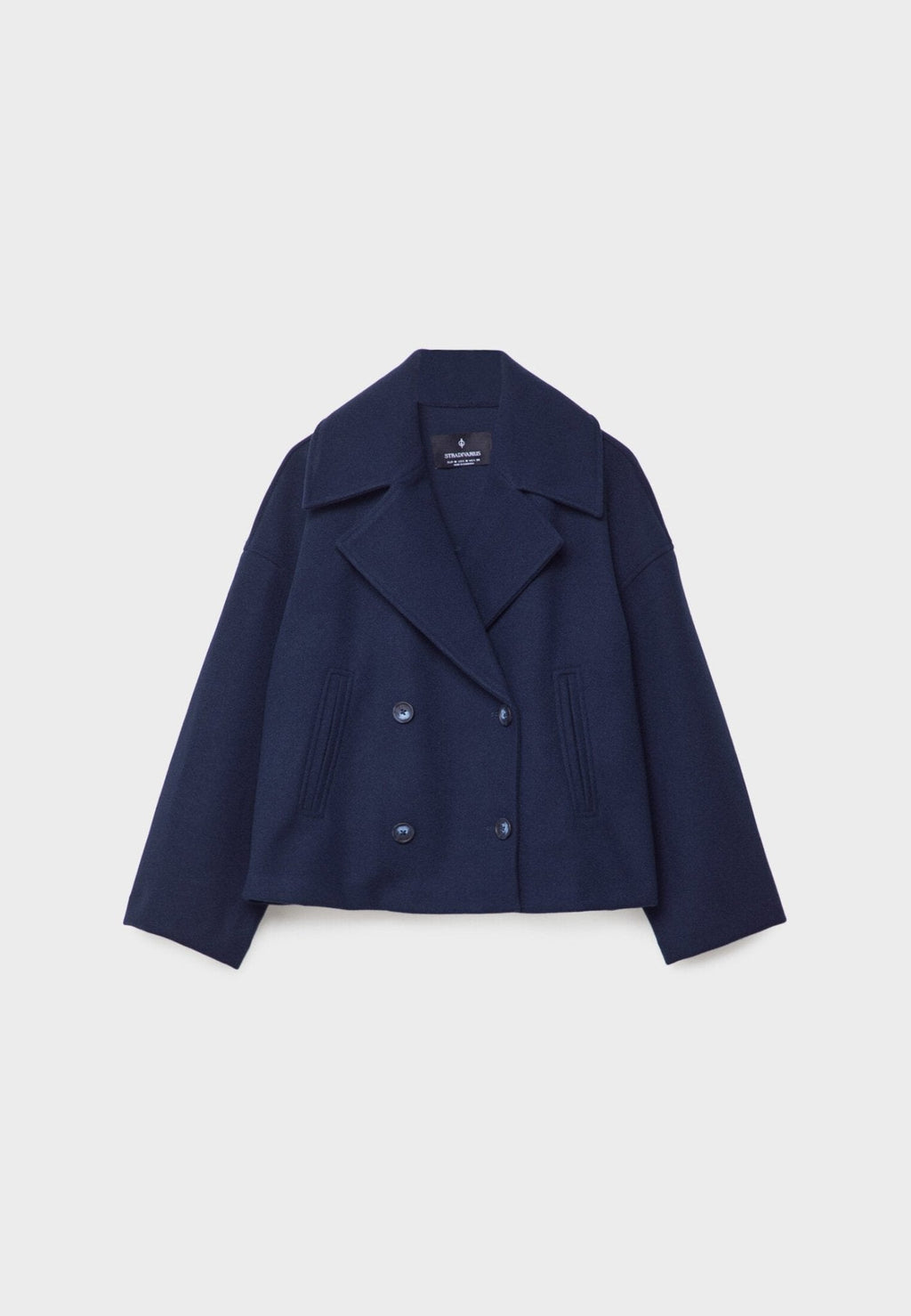 GR | Short double-breasted women's jacket in a wool blend with a notched lapel 