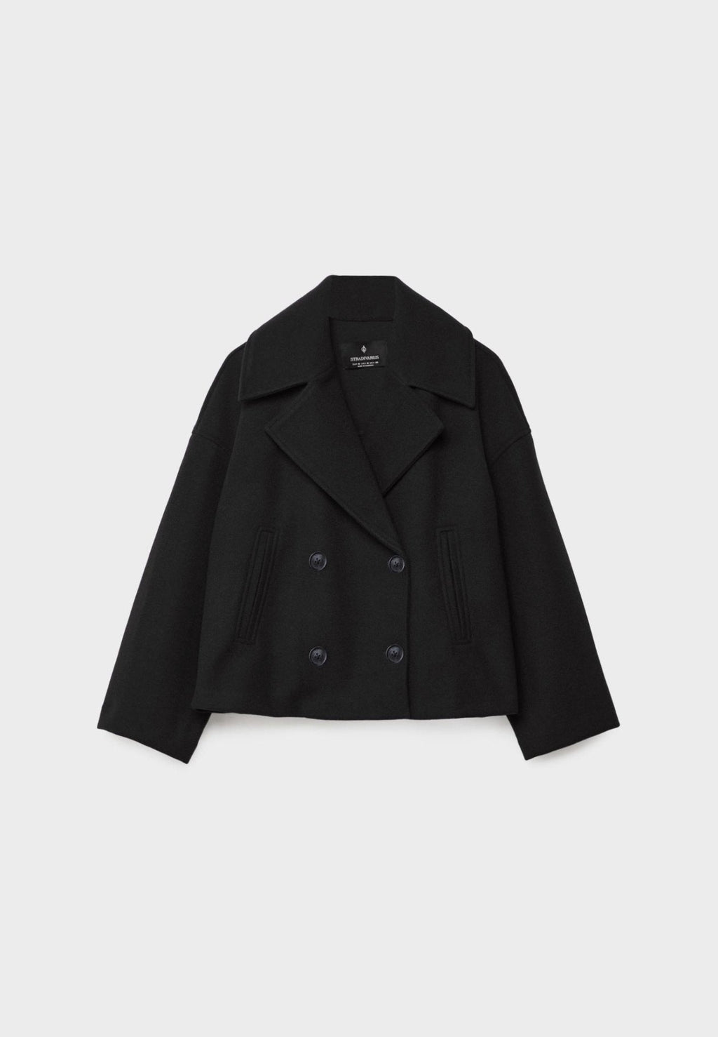 GR | Short double-breasted women's jacket in a wool blend with a notched lapel 