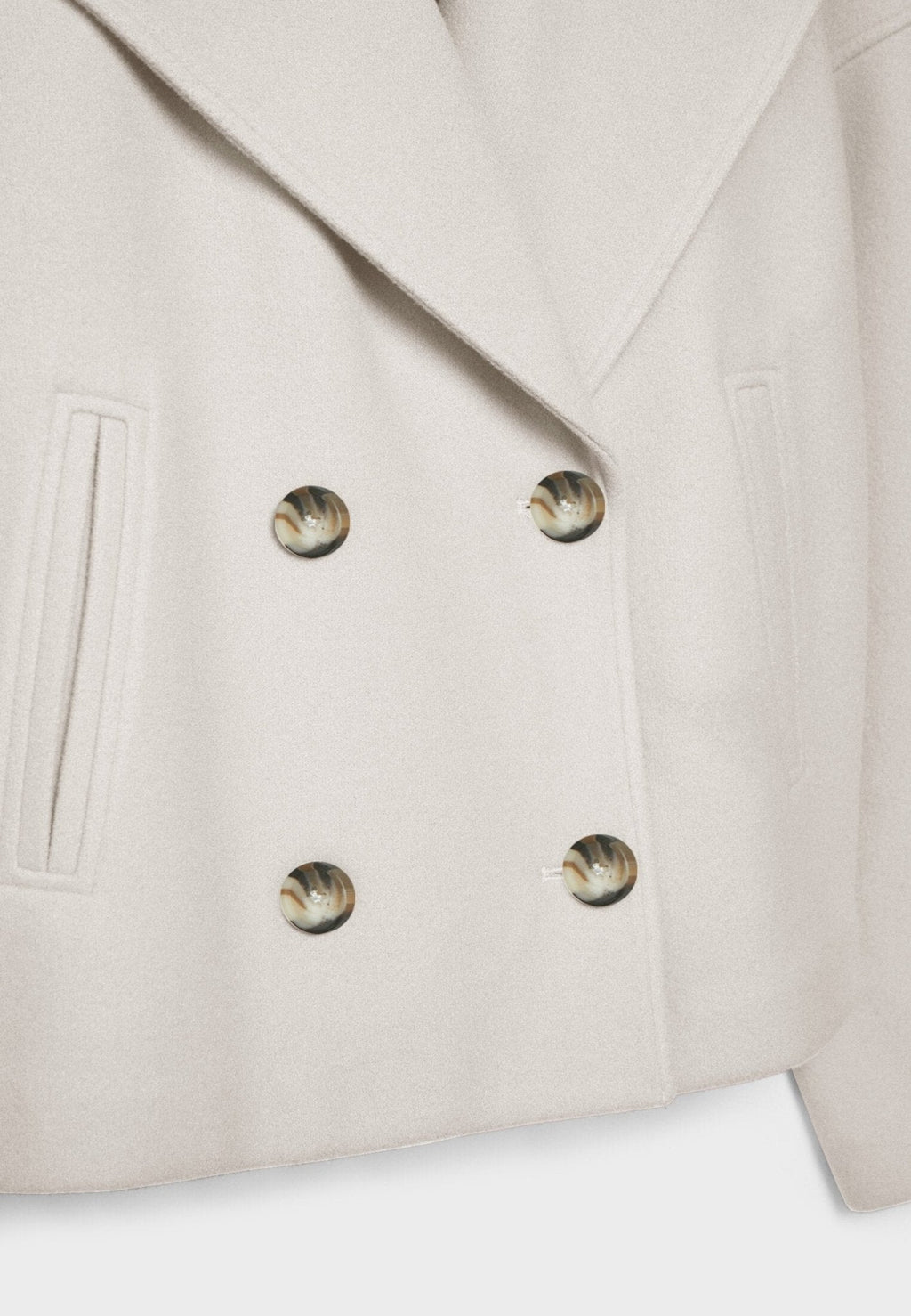 GR | Short double-breasted women's jacket in a wool blend with a notched lapel 