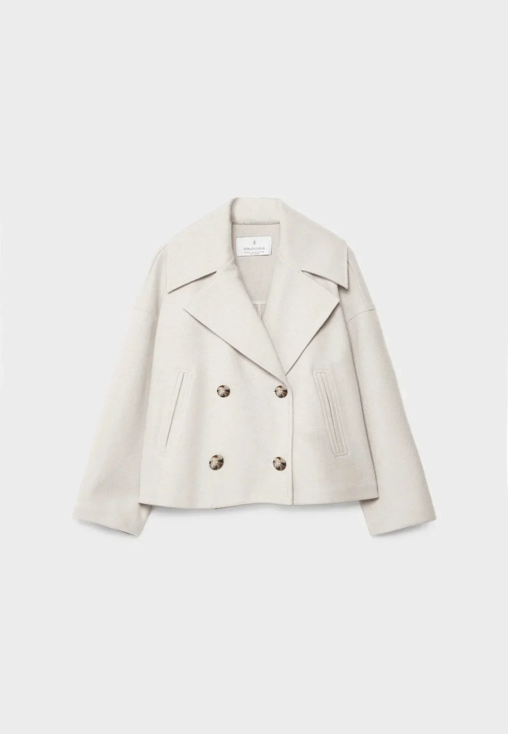 GR | Short double-breasted women's jacket in a wool blend with a notched lapel 