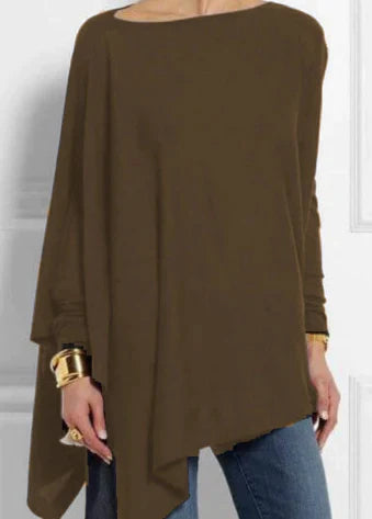 GR | Elegant cashmere blend poncho with an asymmetrical cut