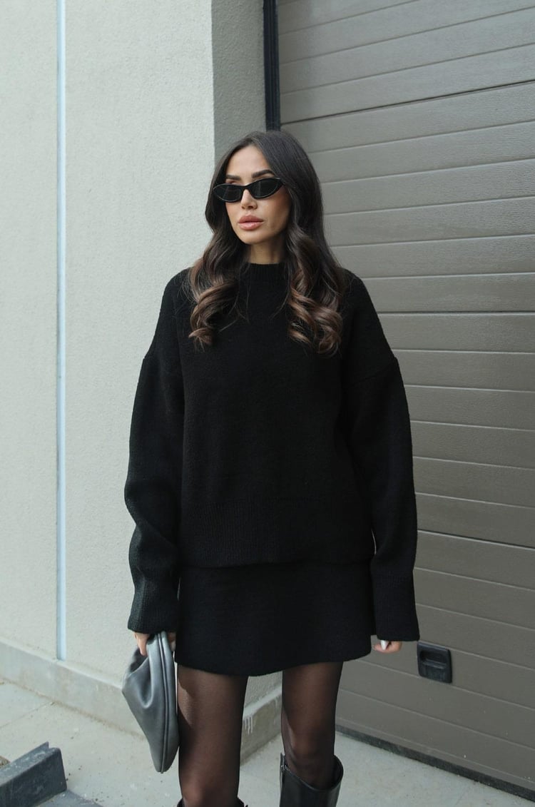 GR | 1-piece knitwear set - women's sweater and skirt with a relaxed fit