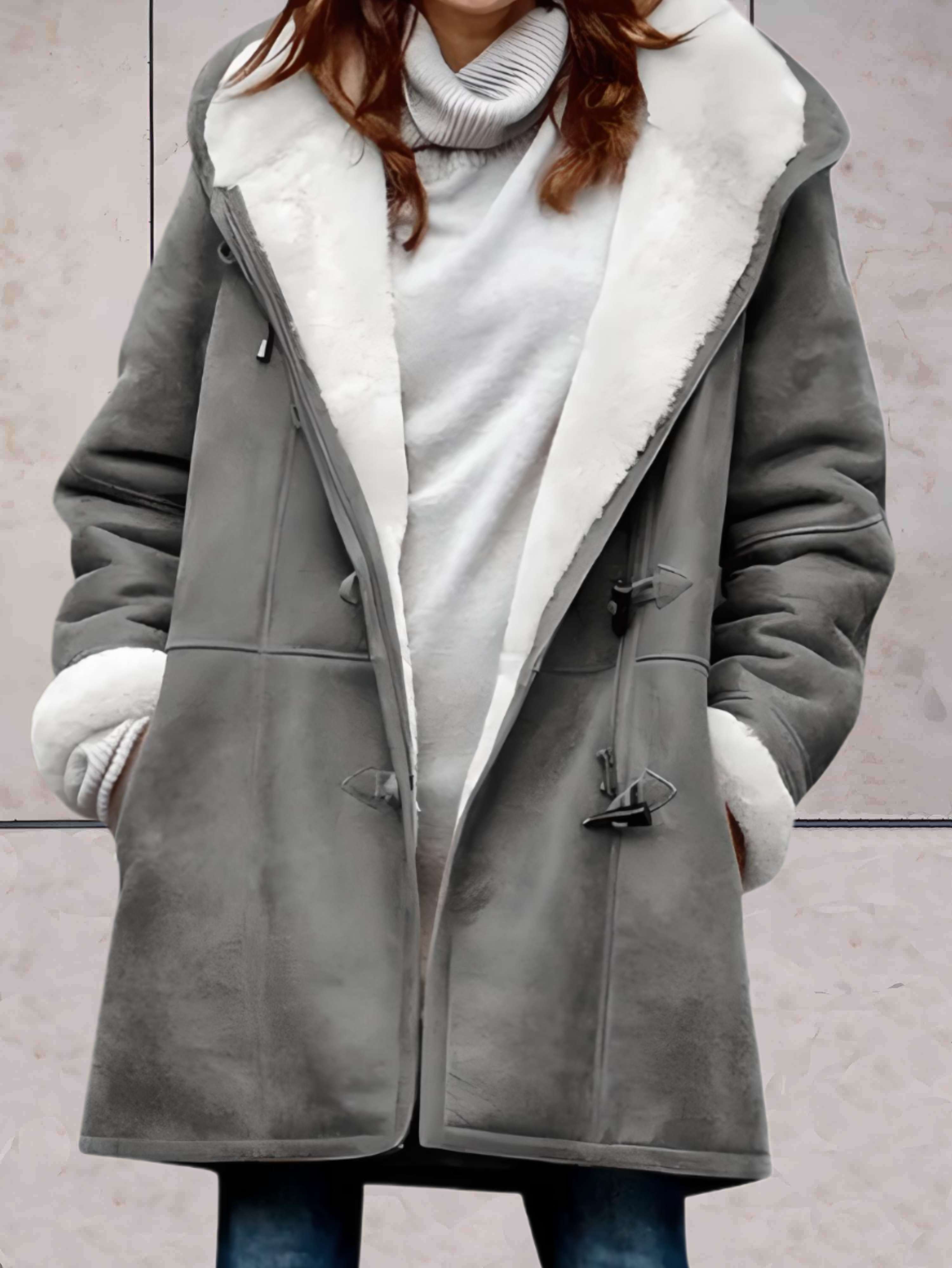 GR - Luxurious winter coat made of imitation suede with fleece lining