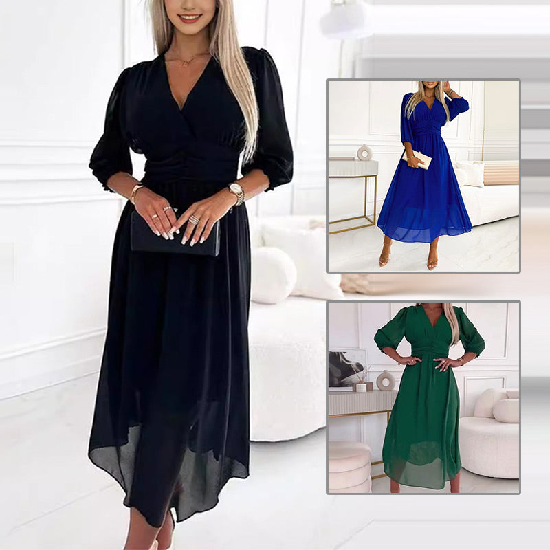 GR | Damen V-Ausschnitt Leichte Chiffon Kleider