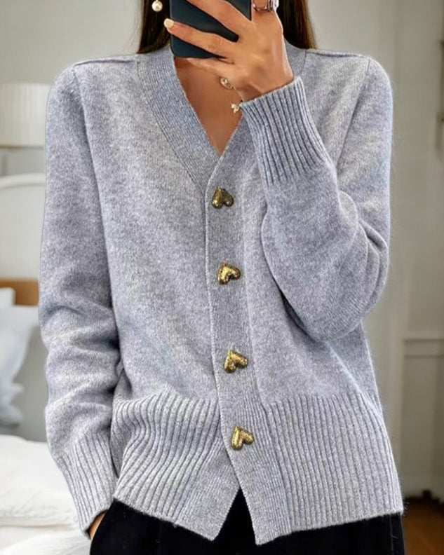 GR | Eleganter Herzknopf Cardigan