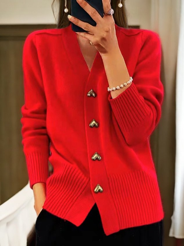 GR | Stylish V-neck cardigan with buttons