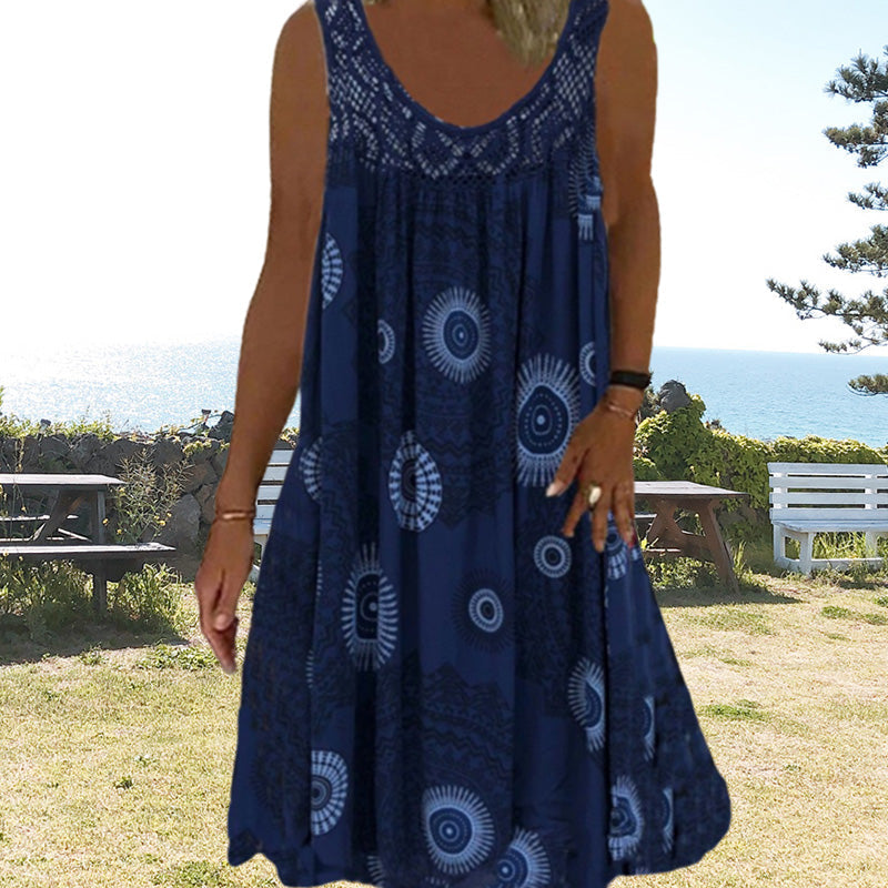 GR | Airy summer dress with print & O-neck