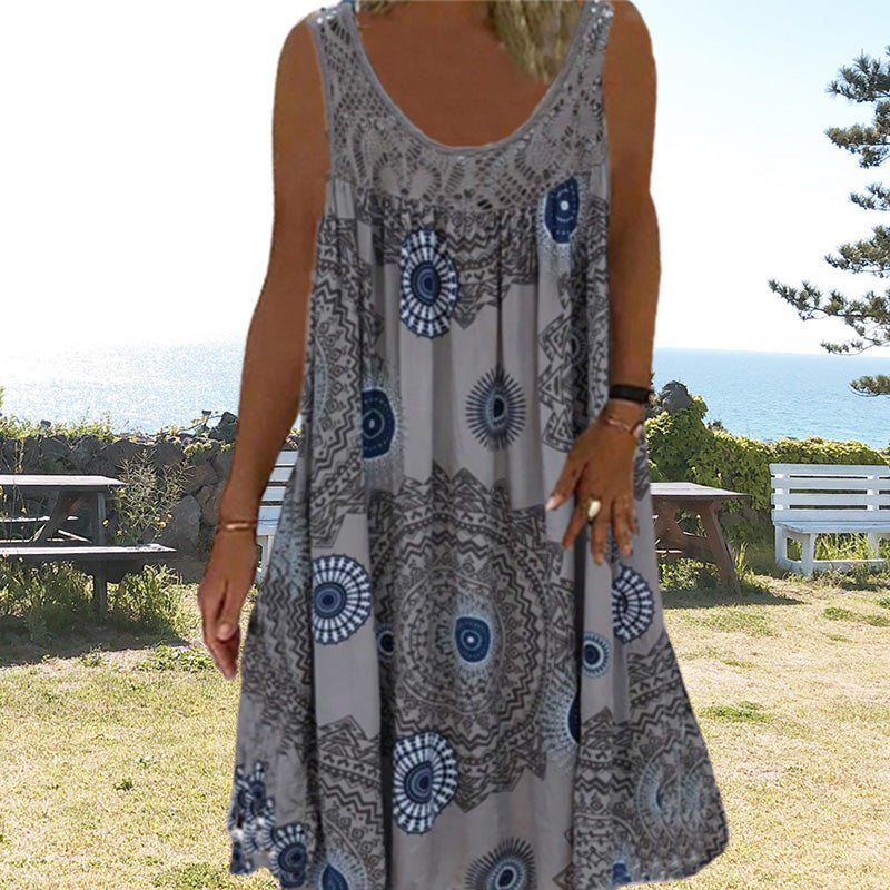 GR | Airy summer dress with print & O-neck